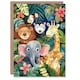 image 1 of Cute Happy Jungle Animals Watercolour Painting Birthday Card