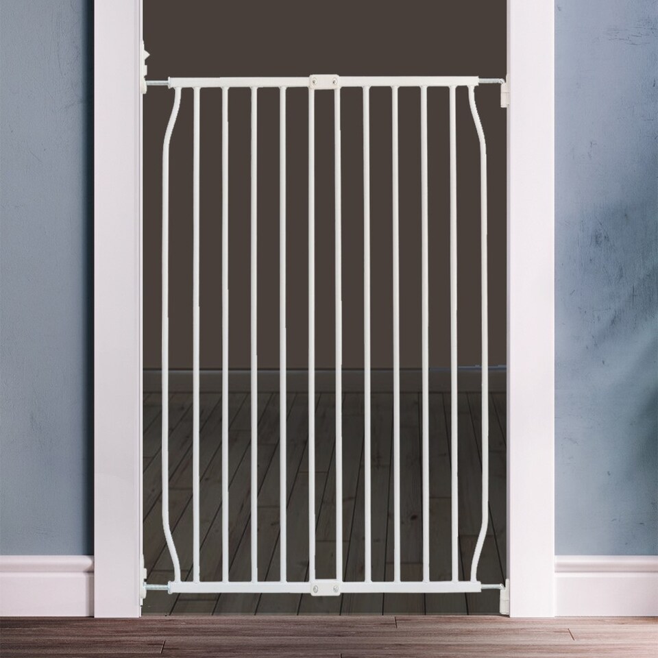 image 1 of Safetots Extra Tall Eco Screw Fit Baby Gate, White, 70cm - 80cm, Extra Tall Gate 100cm in Height, Stair Gate for Baby