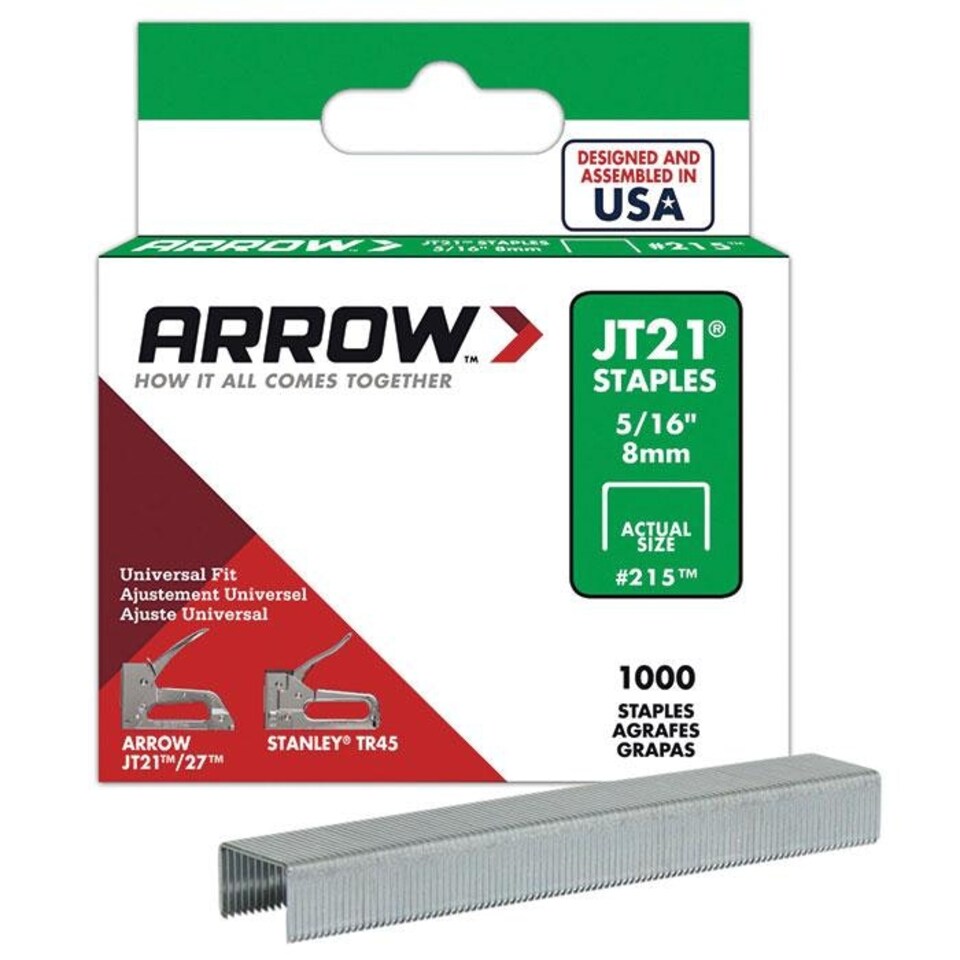 Arrow JT21 Staples 8mm 5/16'' 1000pk - One Colour - One Size