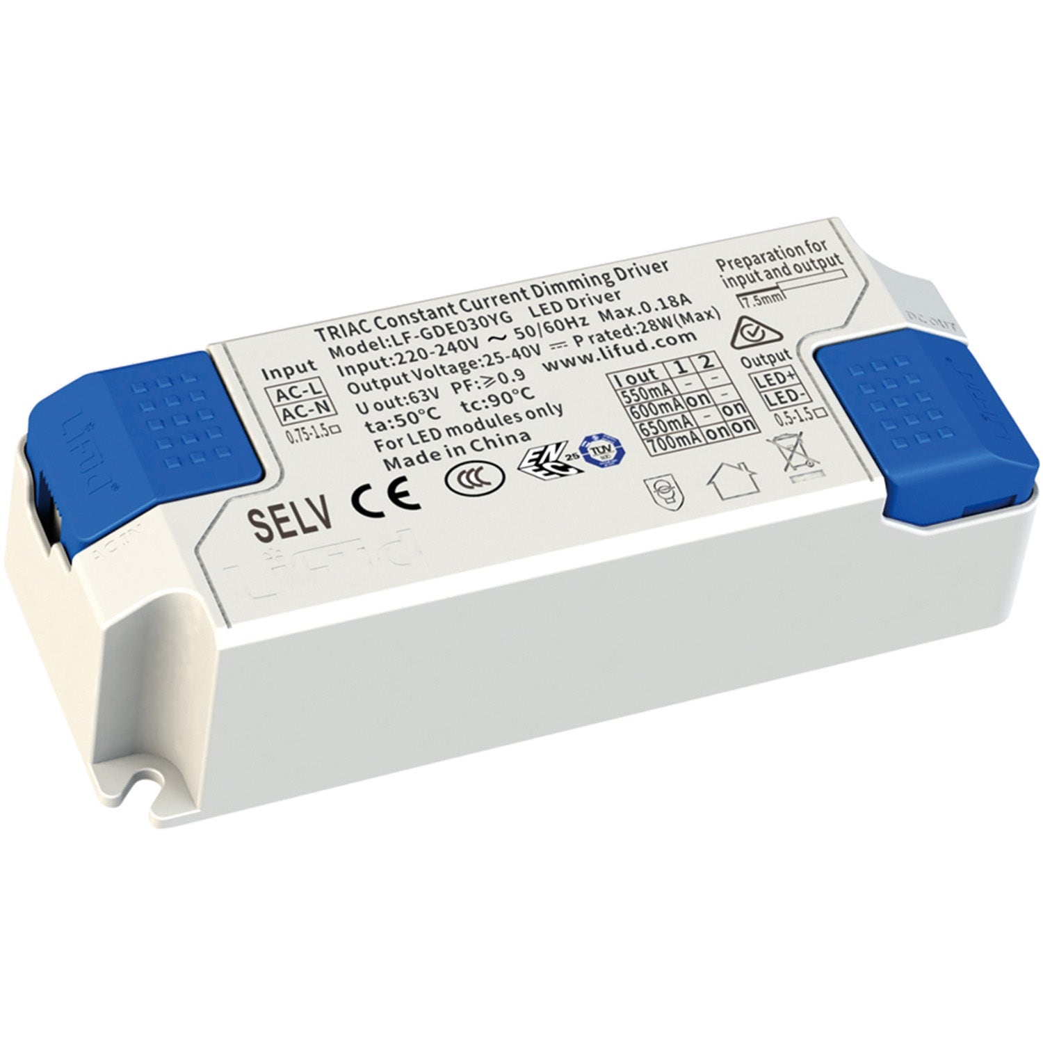 Loops 28W Dimmable LED Driver - 550 to 700mA Constant Current - Fixed Output