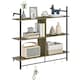 image 1 of HOMCOM Wall Shelf Unit with 4 Hooks for Living Room Grey Wood Effect