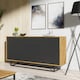 image 1 of Sideboard Cabinet Chest of Drawers Storage Cabinet Oak Black Industrial Loft 140cm