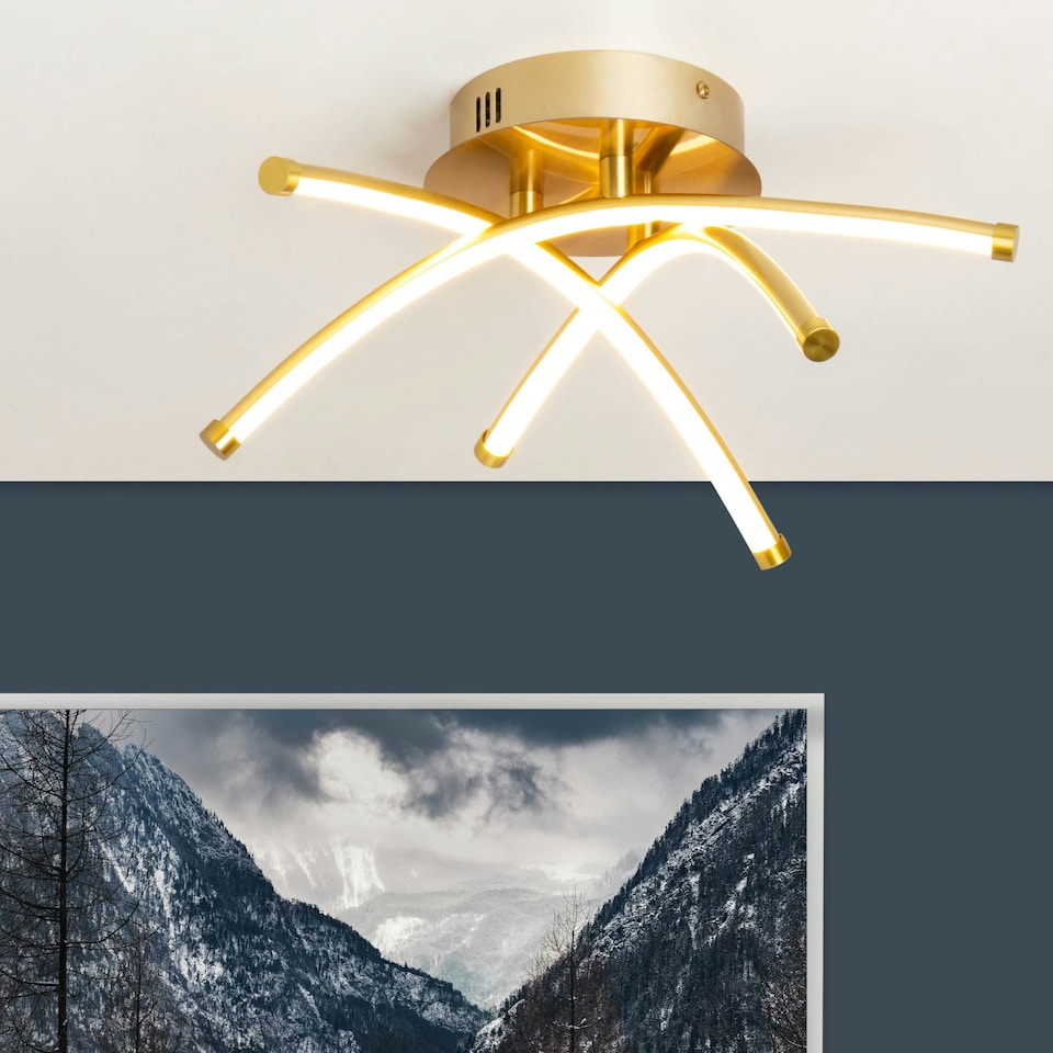 image 1 of BHS Aalto LED Cross Arm Ceiling Light | Gold | Satin Brass | 1