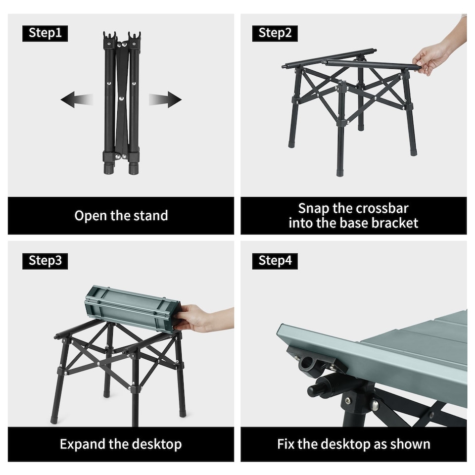 image 1 of Portable Folding Table | Silver | Titanium Silver | Large