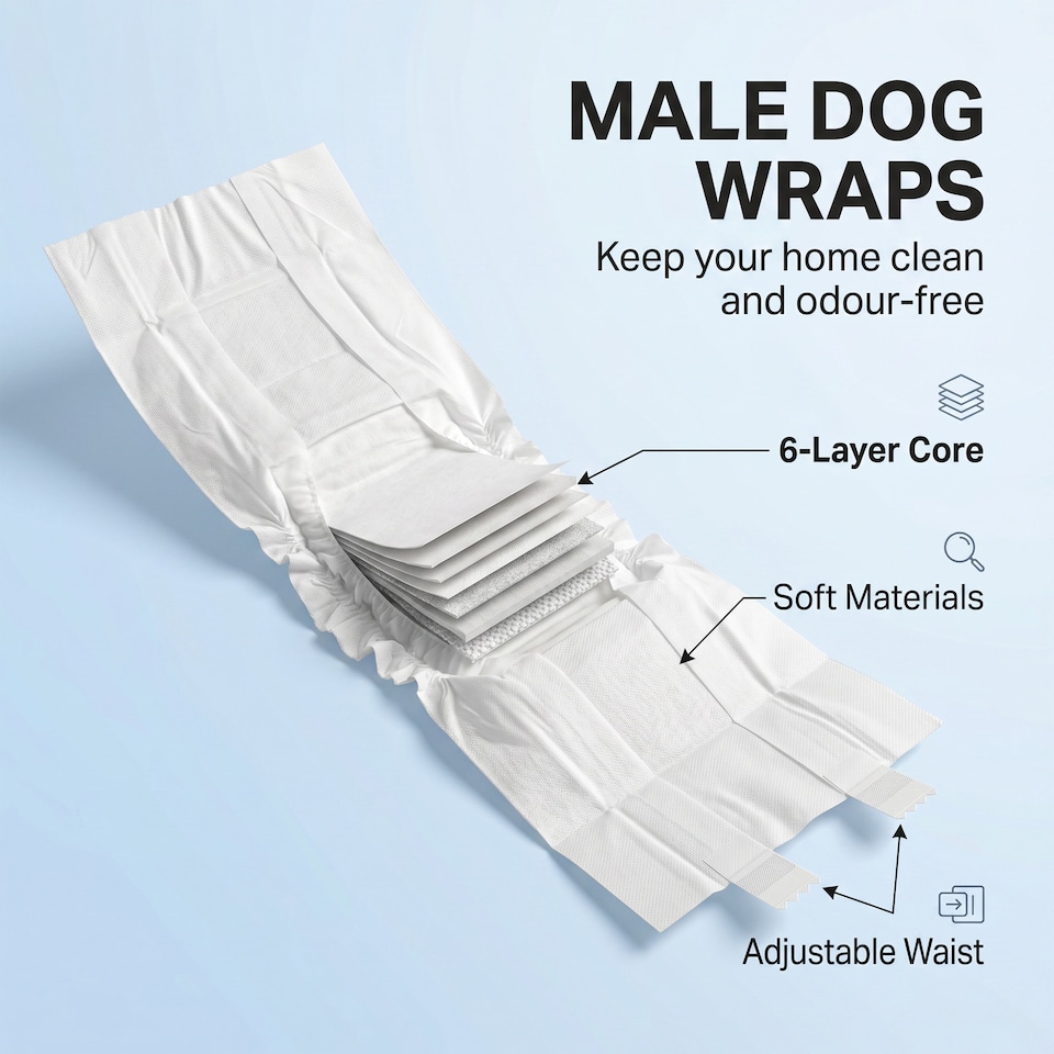 image 1 of PawHut Dog Diapers Super Absorbent for Male Dogs Size XS