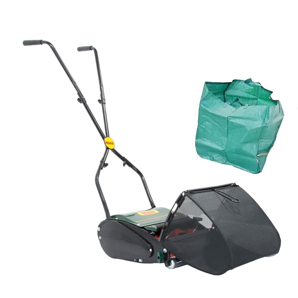 image 1 of Webb 30cm Roller Hand Lawn Mower and a Garden Refuse Bag