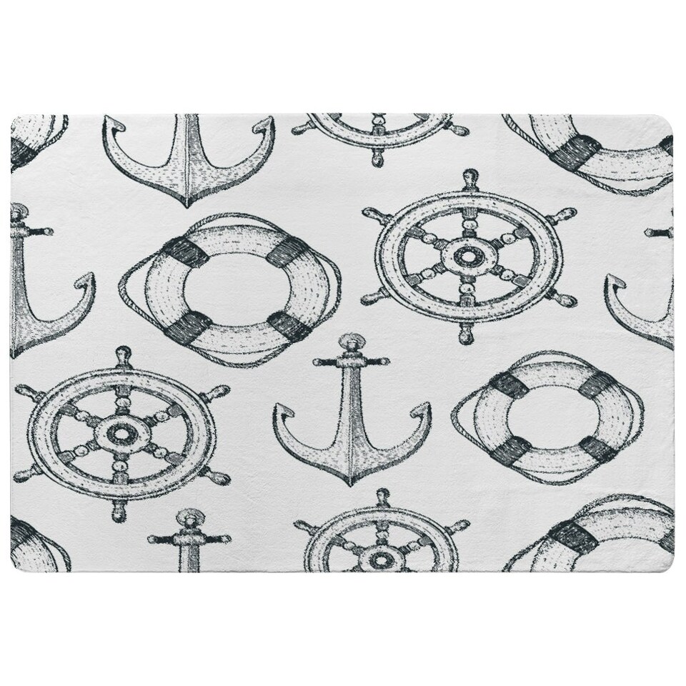 image 1 of Anchor & Wheel (Rug) | Black | S