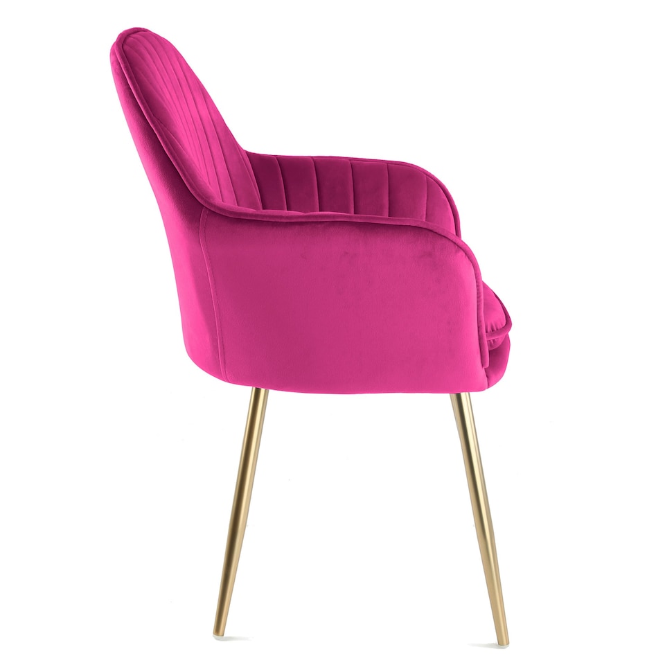 image 1 of MUSE Pair of Chairs Upholstered in Velvet Fabric with Gold Legs - Fuchsia Pink Pink | Fuchsia