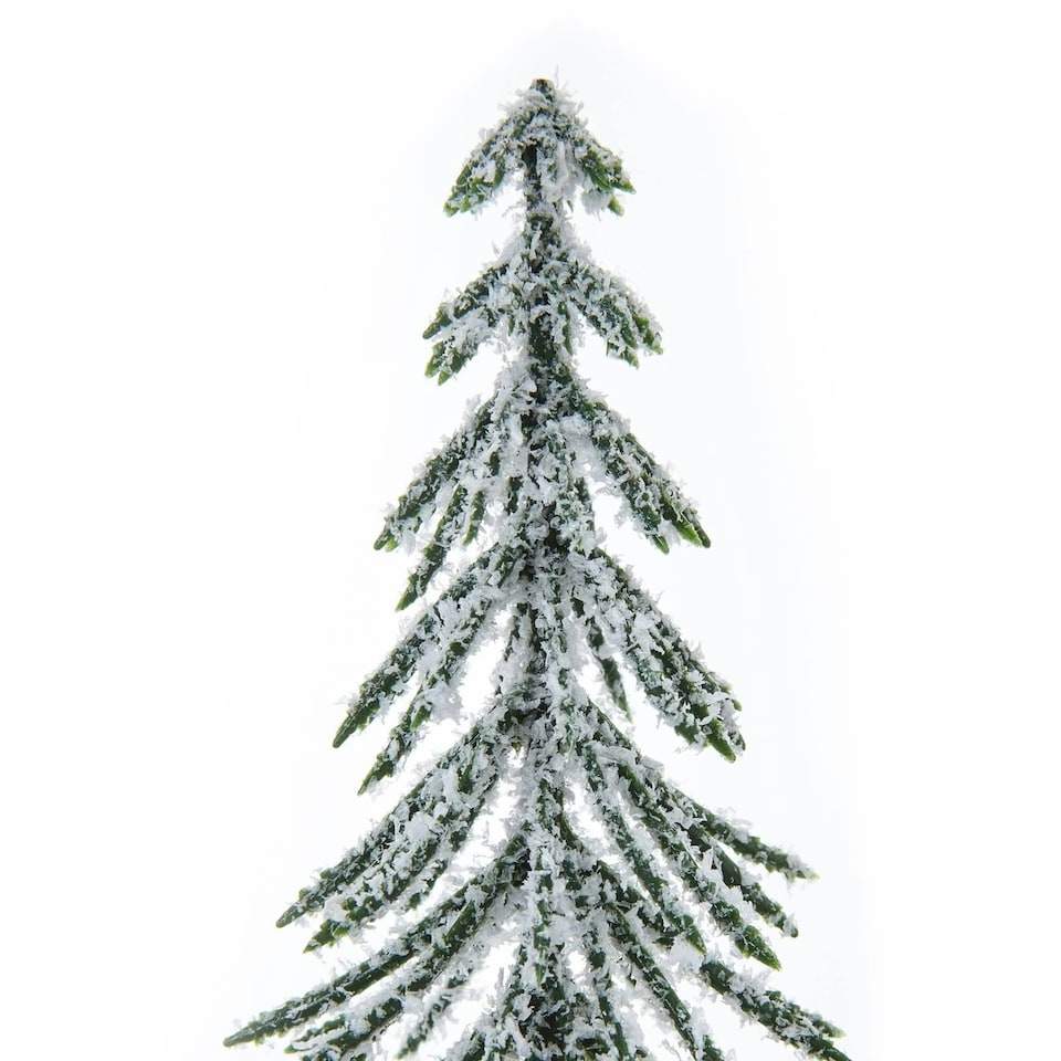 image 1 of Hill Interiors Snowy Spindle Christmas Tree - Brown/White/Green - 35cm