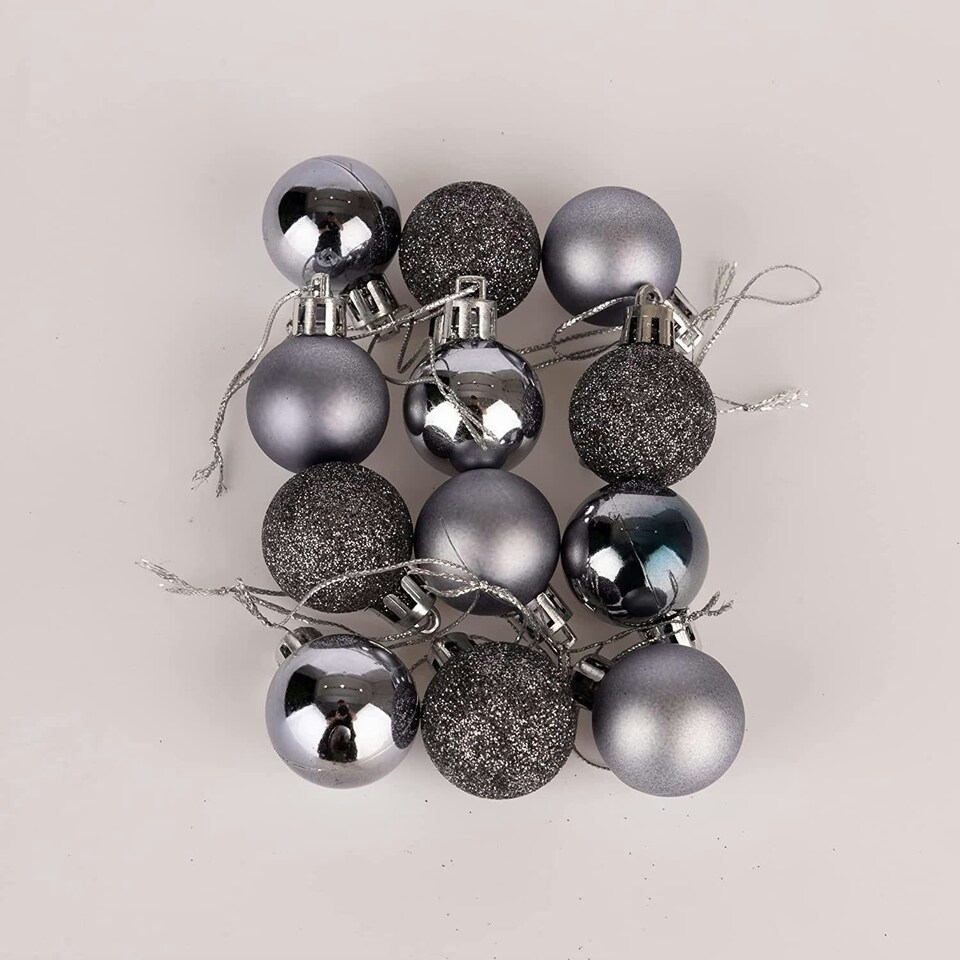image 1 of Baubles Dark Grey 3cm, 24pcs Set