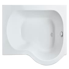 Modern P Shape Right Hand Shower Bath Tub with Leg Set, 1500mm - White | White | White
