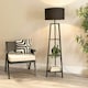 image 1 of ValueLights Hiru Black 3 Tier Shelf Floor Lamp with Black Shade Black