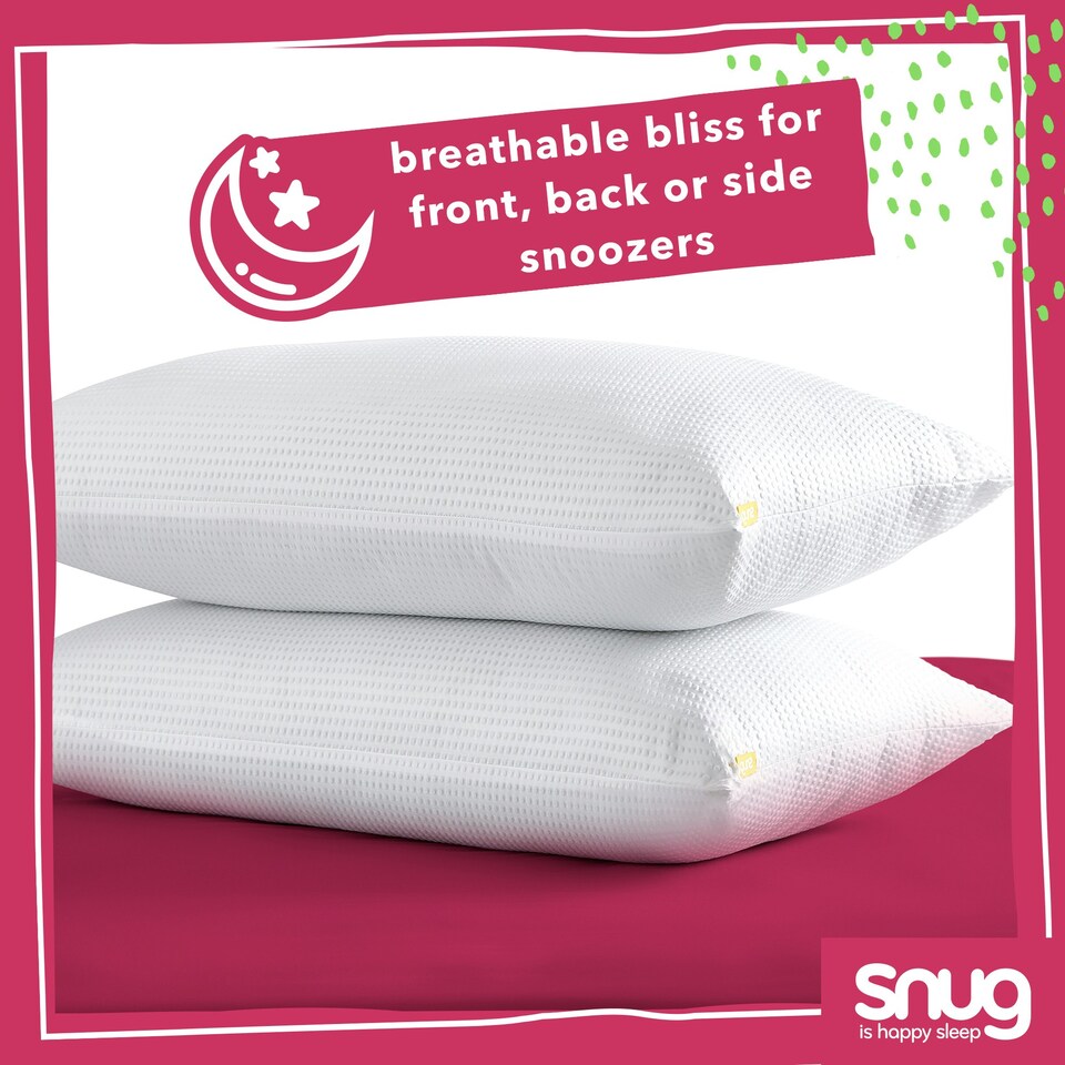 image 1 of Snug Blissful Bedtime Bed Pillows, Hypoallergenic, Soft Medium Support, 2 Pack