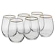 image 1 of Amber Tumbler Gold Rim Set Whiskey Glass Cocktail Goblet 570ml | Clear | Clear | Set of 6