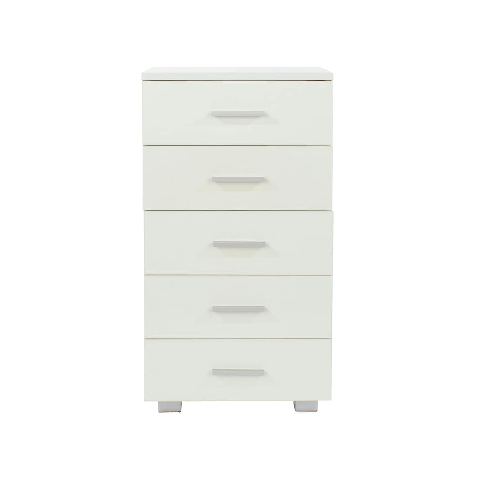 image 1 of Lido, 5 Narrow Chest Of Drawers White