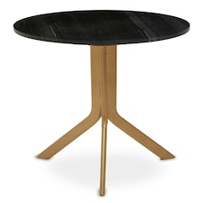 Interiors by Premier Round Black Marble Side Table, Sleek Black Marble Top with Gold Tripod Iron Base, Geometric Accent Table Gold