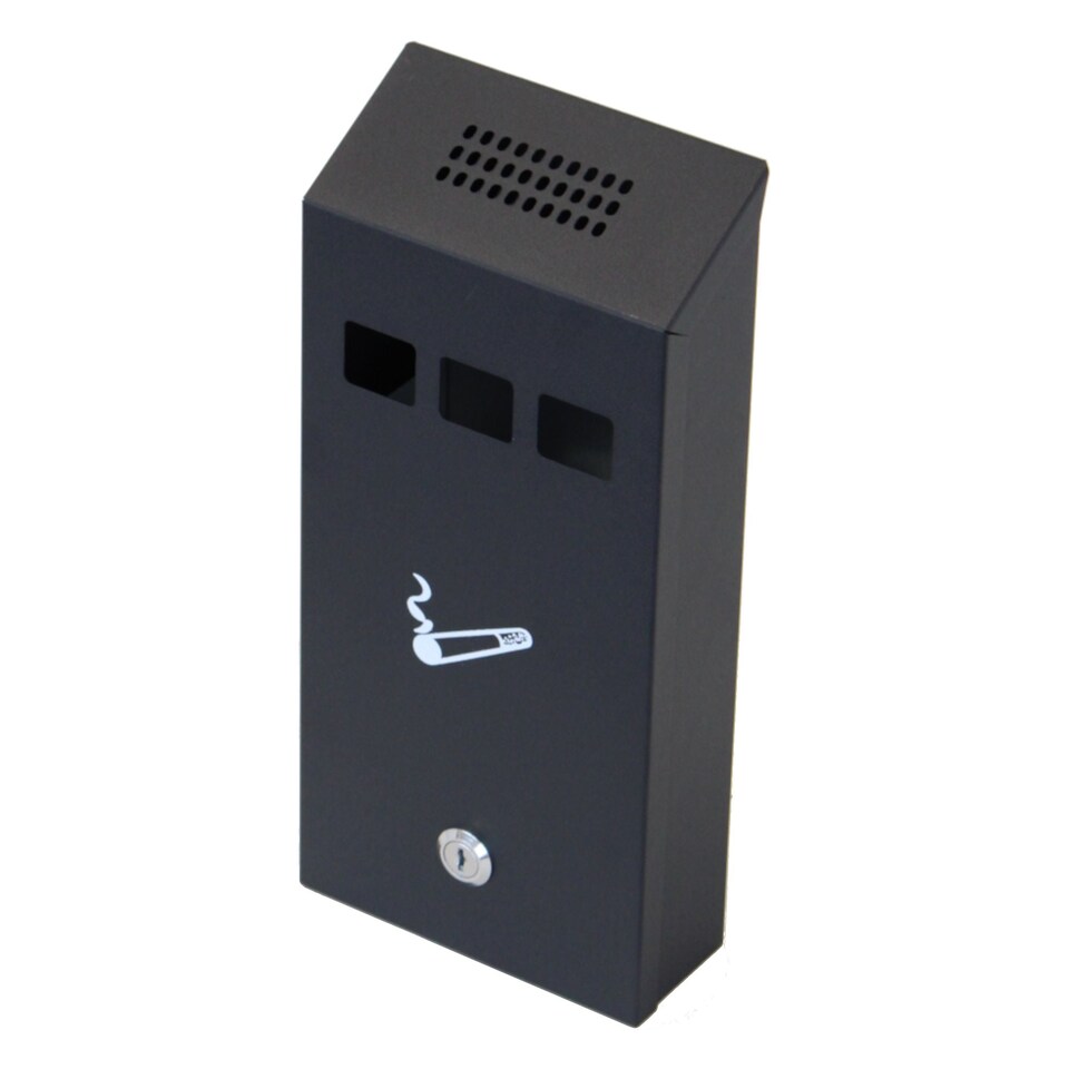 image 1 of Slim Wall Mounted Outdoor Pub Ashtray Ash Tray Cigarette Steel Bin