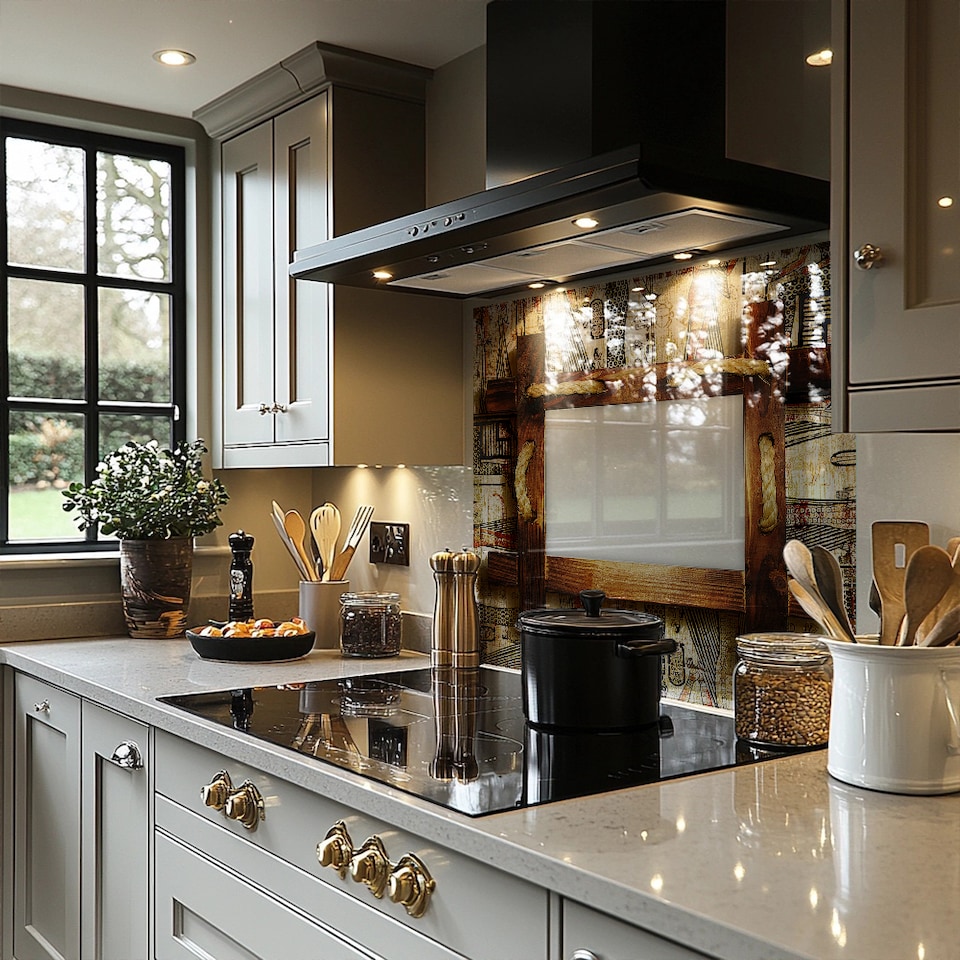 image 1 of Rustic Egyptian Wooden Frame Splash Back | White