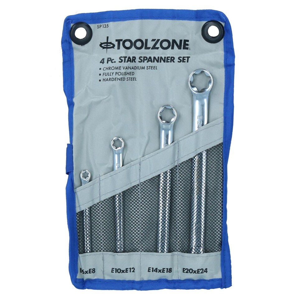 image 1 of 4pc Star / Female Torx / E Ring Spanner Tool Set E6 - E24 Wrench TE541
