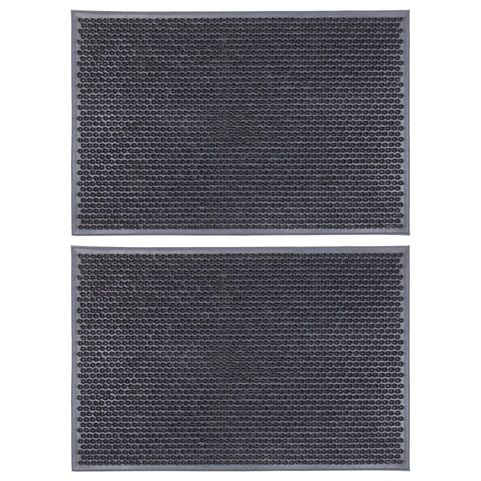 image 1 of Nicola Spring 2x Heavy Duty Door Mats - 60 x 40cm - Classic - Rubber Indoor Outdoor Floor Mat Dirt Trapper Rug Non Slip Doormat