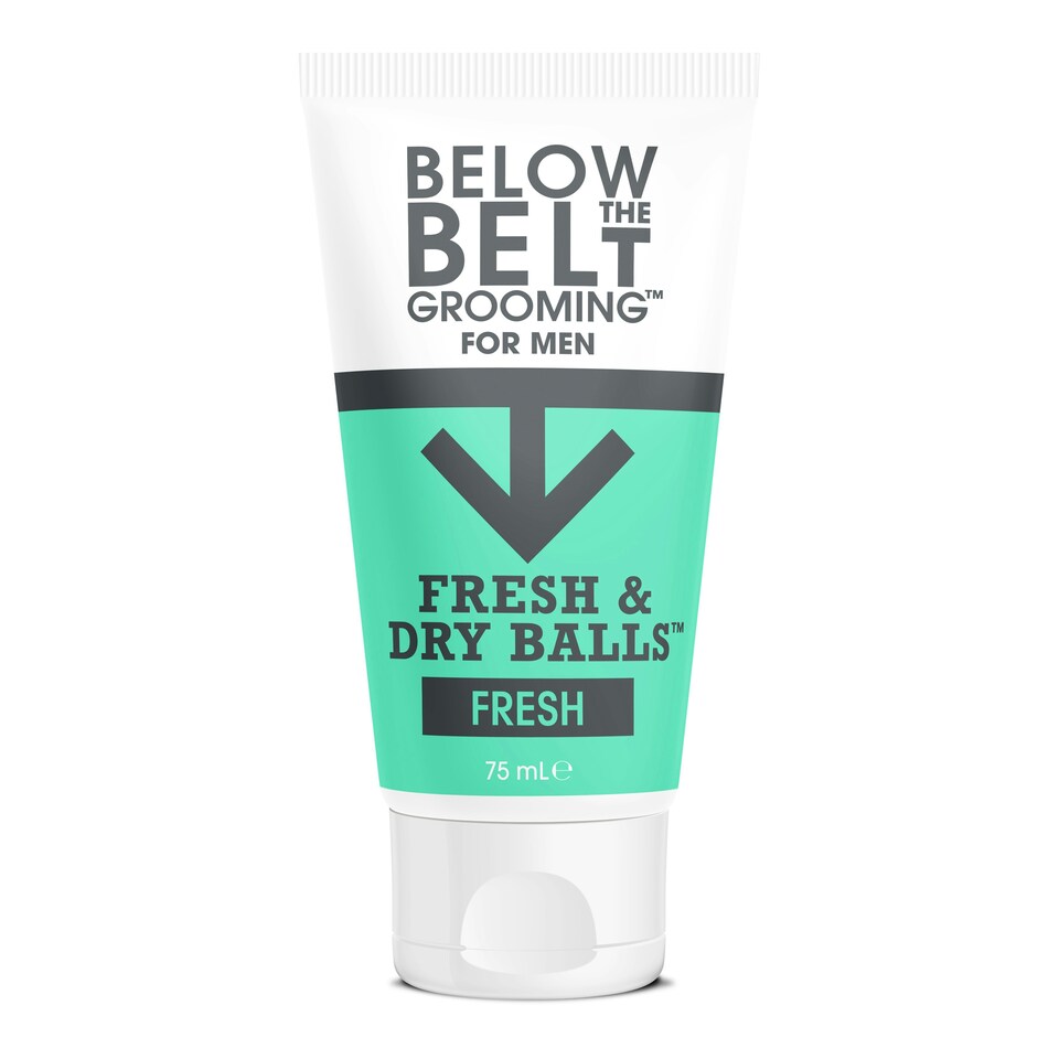 image 1 of Below The Belt Grooming Fresh & Dry Ball, Intimate Deodorant and Anti Chafing Cream For Men, Protects against Sweat, Odour and Chafing, Fresh Scent 3 x 75ml