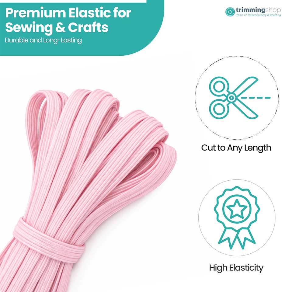 image 1 of 5mm Flat Elastic Band, Soft Durable & Stretchable Material - 25M