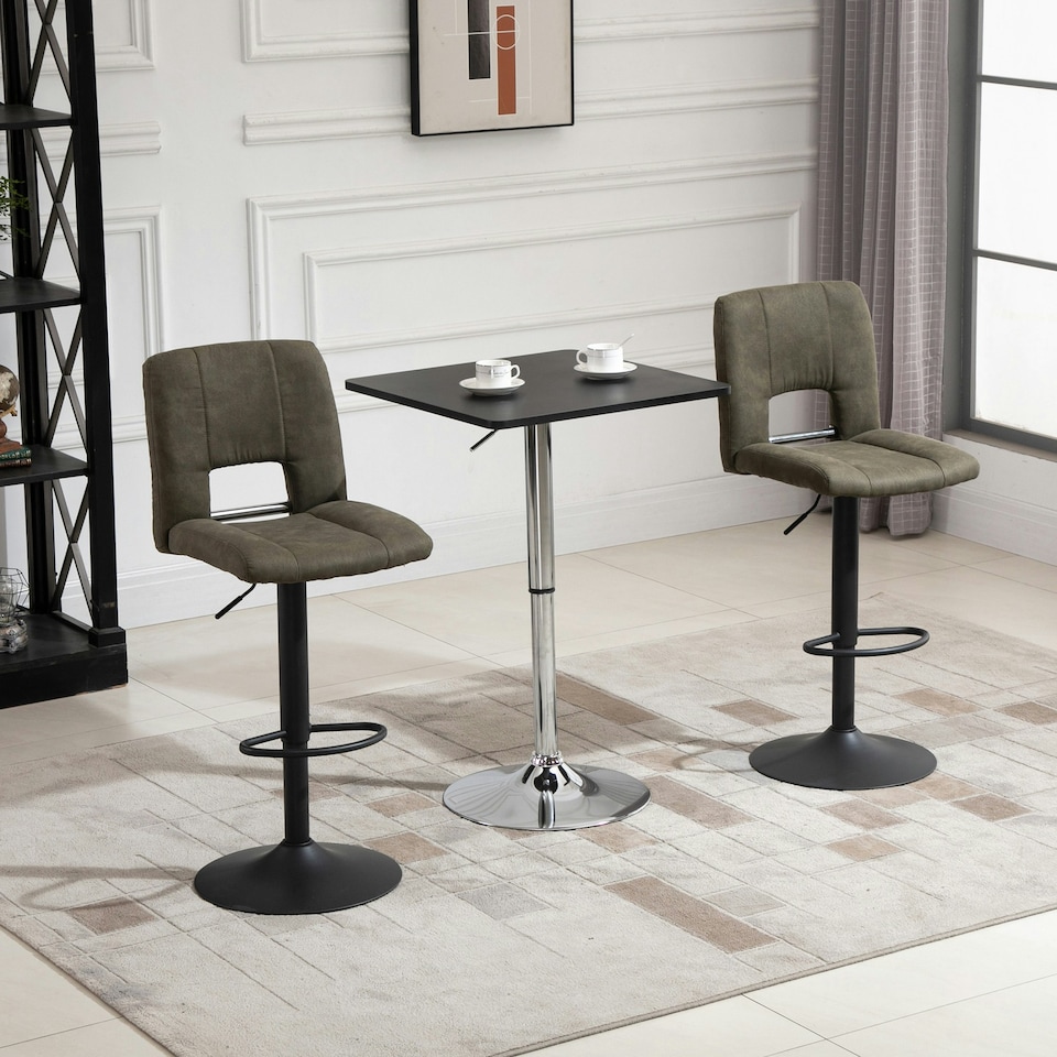 image 1 of HOMCOM Adjustable Height Bar Table with Metal Frame and Square Tabletop