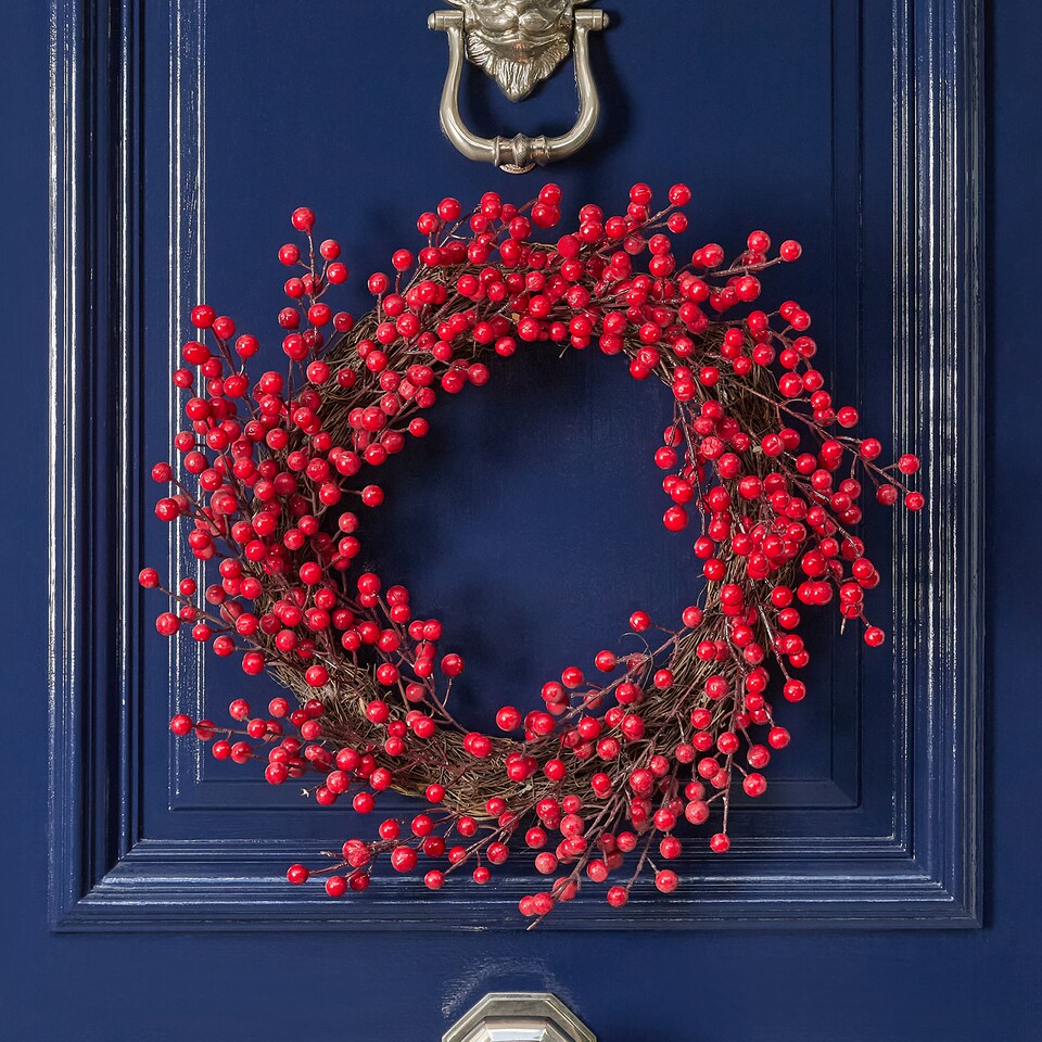 image 1 of OHS Artificial Flower Wreath Door Wall Home Party Table Decorations Winter Spring | Red