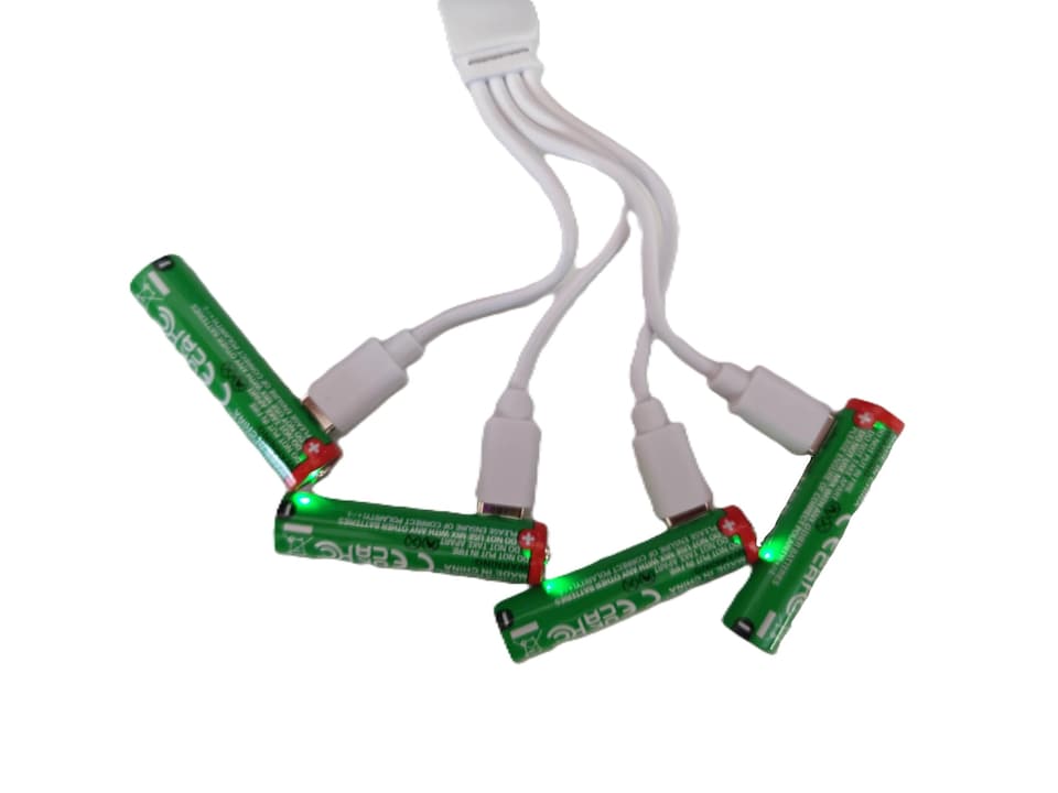 image 1 of Accuratus Power-Up Rechargeable AAA Batteries x4 - USB-C - Lithium-ion Battery Set