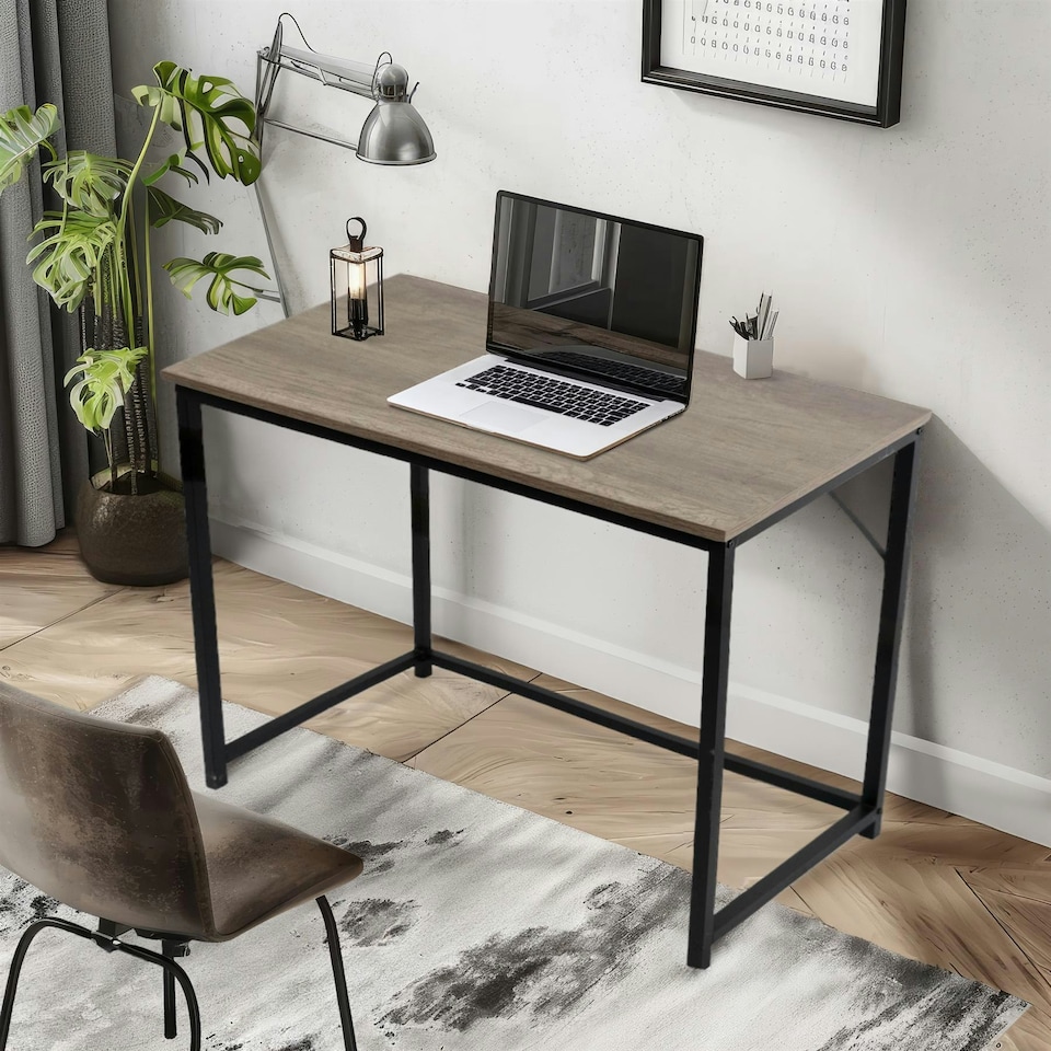 image 1 of Desk Computer PC Laptop Home Office Work desk 100cm, Study Light Brown Rustic Style Brown