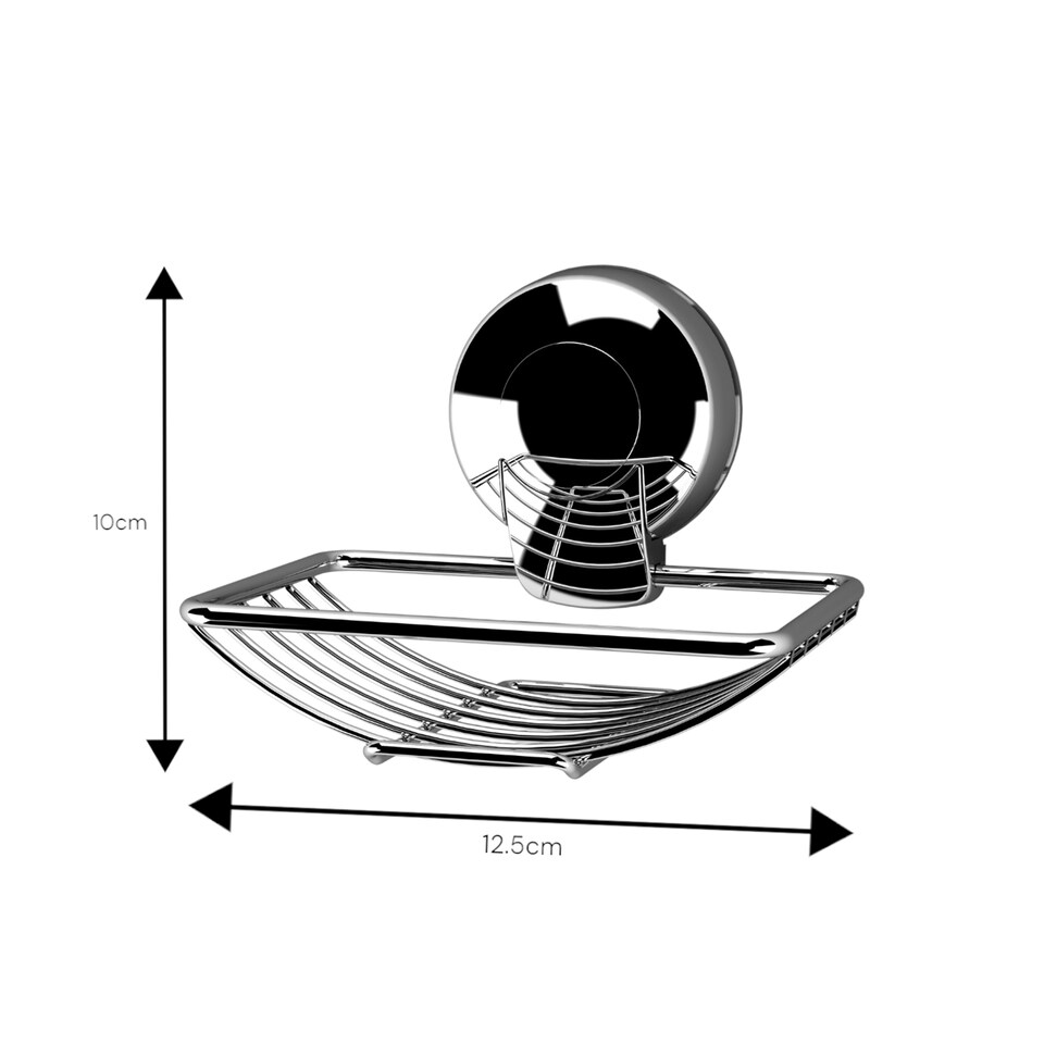 image 1 of Showerdrape Suctionloc Chrome Suction Wall Mounted Soap Basket | Chrome | Chrome | 1