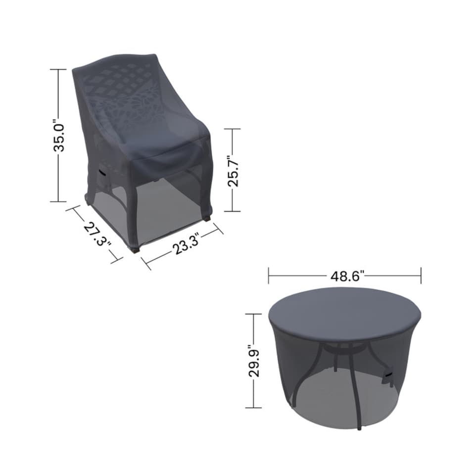 image 1 of Covers and all Outdoor Dining Set Covers for Chachere 4-Person Round Table & Chairs Water-Repellent UV-Resistant Polyester, 23.3 W x 27.3 D x 35 H x