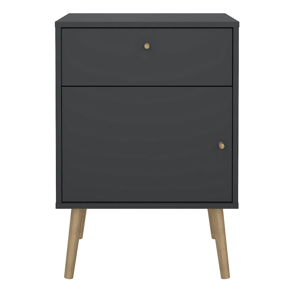 image 1 of Cumbria Nightstand 1 Door + 1 Drawer Dark Grey