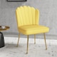 image 7 of HOMCOM Shell Luxe Velvet Accent Chair with Gold-tone Metal Legs, Modern Vanity Chair for Living Room, Bedroom, Home Office, Yellow