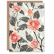 Camellia Flowers Pink Contrast Botanical Her Birthday Card