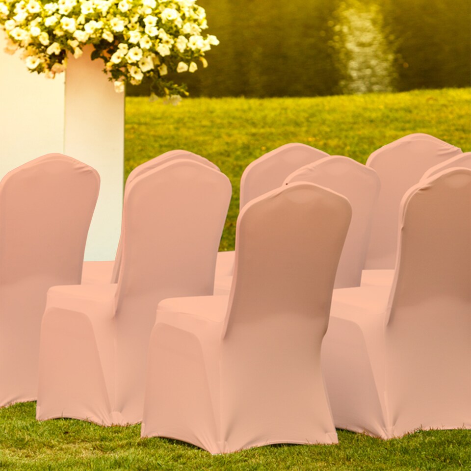 image 1 of Chair Cover Spandex Polyester Stretch Fabric Dining Slipcovers - 10pcs