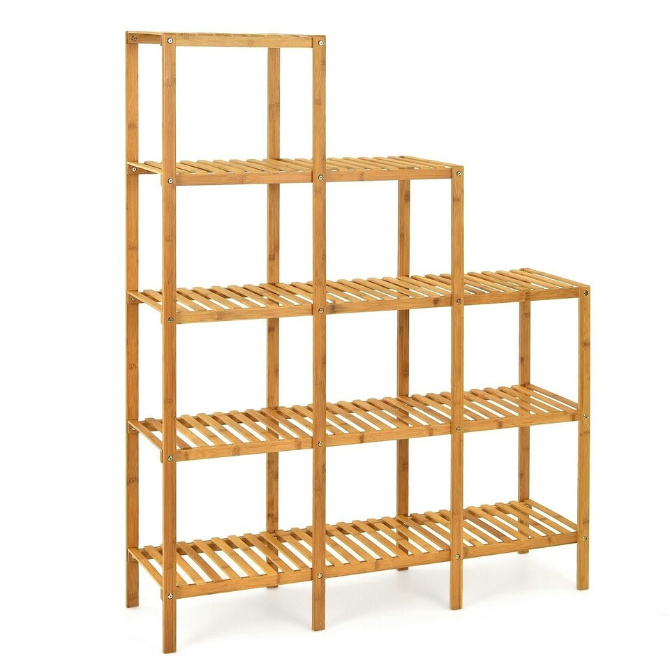image 1 of COSTWAY 5-Tier Plant Holder Stand Shelf Storage Organizer Brown