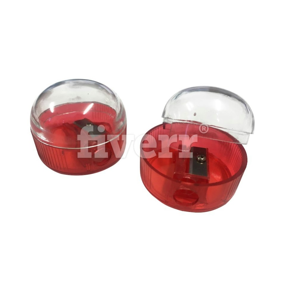 image 1 of Pack of 12 Round Plastic Shapners With Cover Red