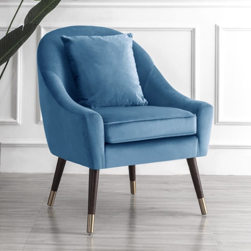 image 1 of Octavia Velvet Fabric Accent Chair - Grey