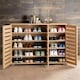 image 3 of Oslo 3 Door Wooden Shoe Storage Cabinet Rack Stand Cupboard Slatted Doors | Brown