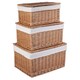 image 1 of Set of 3 Light Steamed Cotton Lined Wicker Storage Basket | Brown | Brown | Not provided