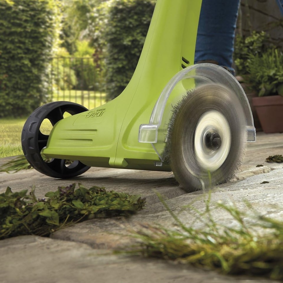 image 1 of 20v Cordless Weed Sweeper Clears Driveways, Paths, Patios and Pavings | Green