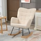 image 2 of HOMCOM Wingback Rocking Chair for Nursing with Steel Frame Beige