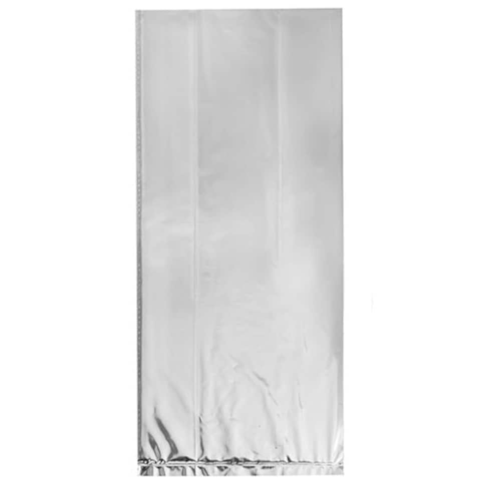 Silver Foil Cello Gift Bags with Twist Ties - Pack of 10
