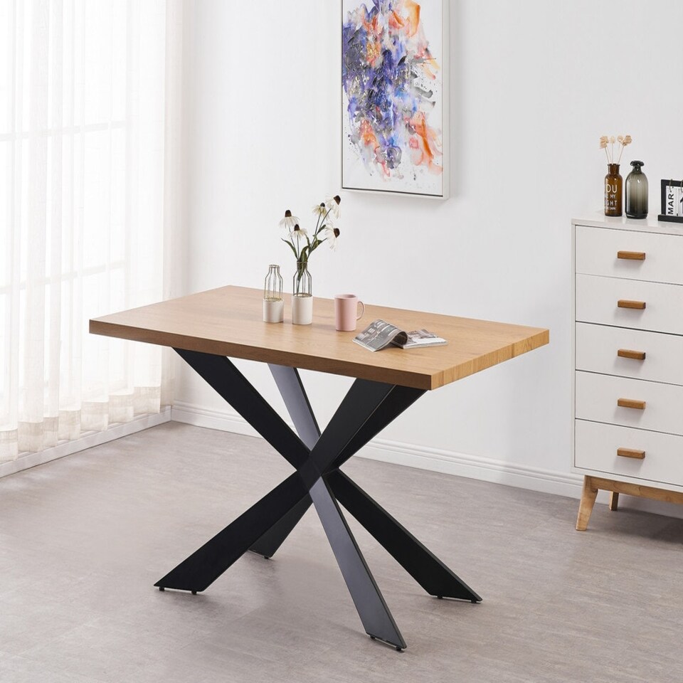 image 1 of Duke LUX Dining Table Single, White Brown | Oak