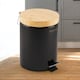 image 2 of Royalford 5L Pedal Bin with Bamboo Lid and Removable Basket