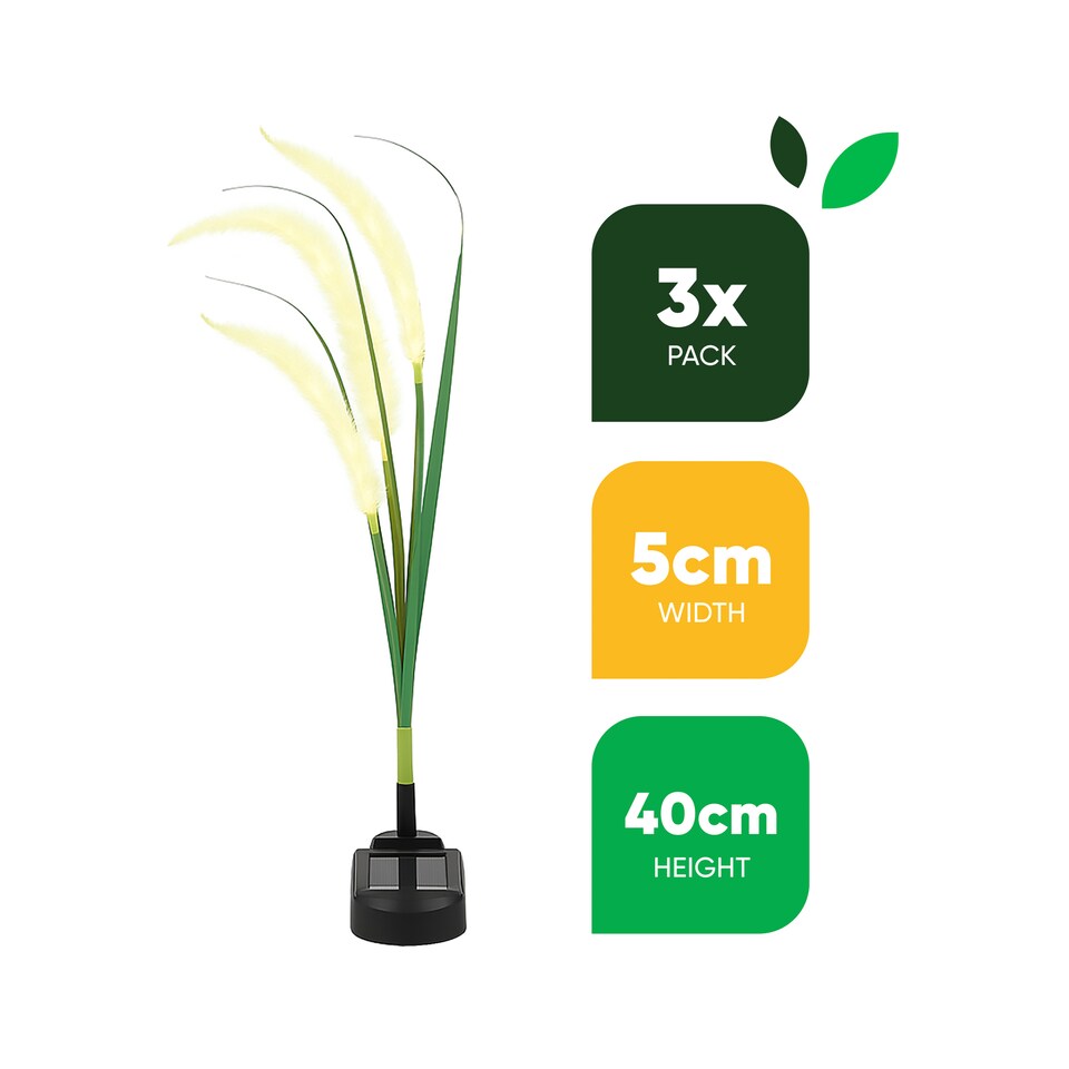 image 1 of Gardenwize 3pc Solar Setaria Viridis Stake Lights