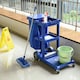 image 2 of HOMCOM Cleaning Cart On Wheels, Housekeeping Trolley w/ 3 Tier Shelves, Blue
