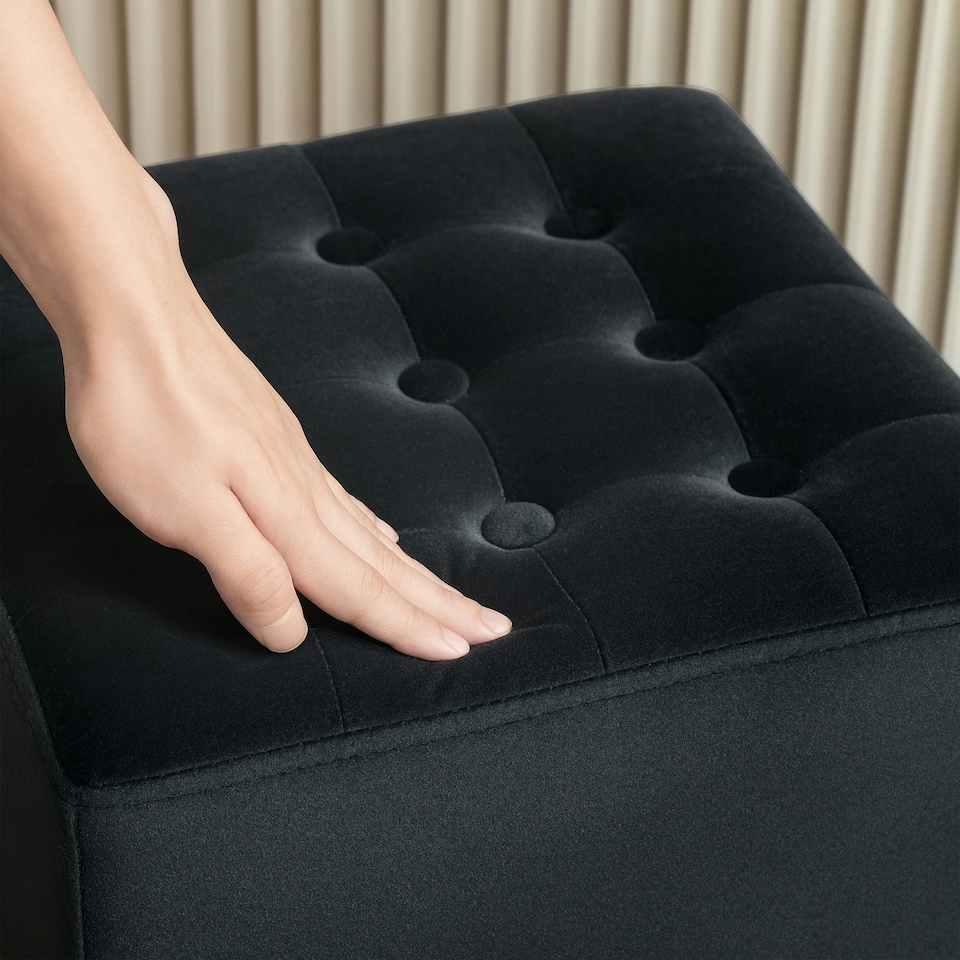image 1 of HOMCOM Square Footstool Small Ottoman with Wood Legs for Bedroom | Grey | Dark Grey | One size | 1