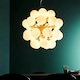 image 2 of Oscar Globe Pendant Satin Brushed Gold Effect Plate & Gloss White Glass 28 Light Dimmable IP20 - G9